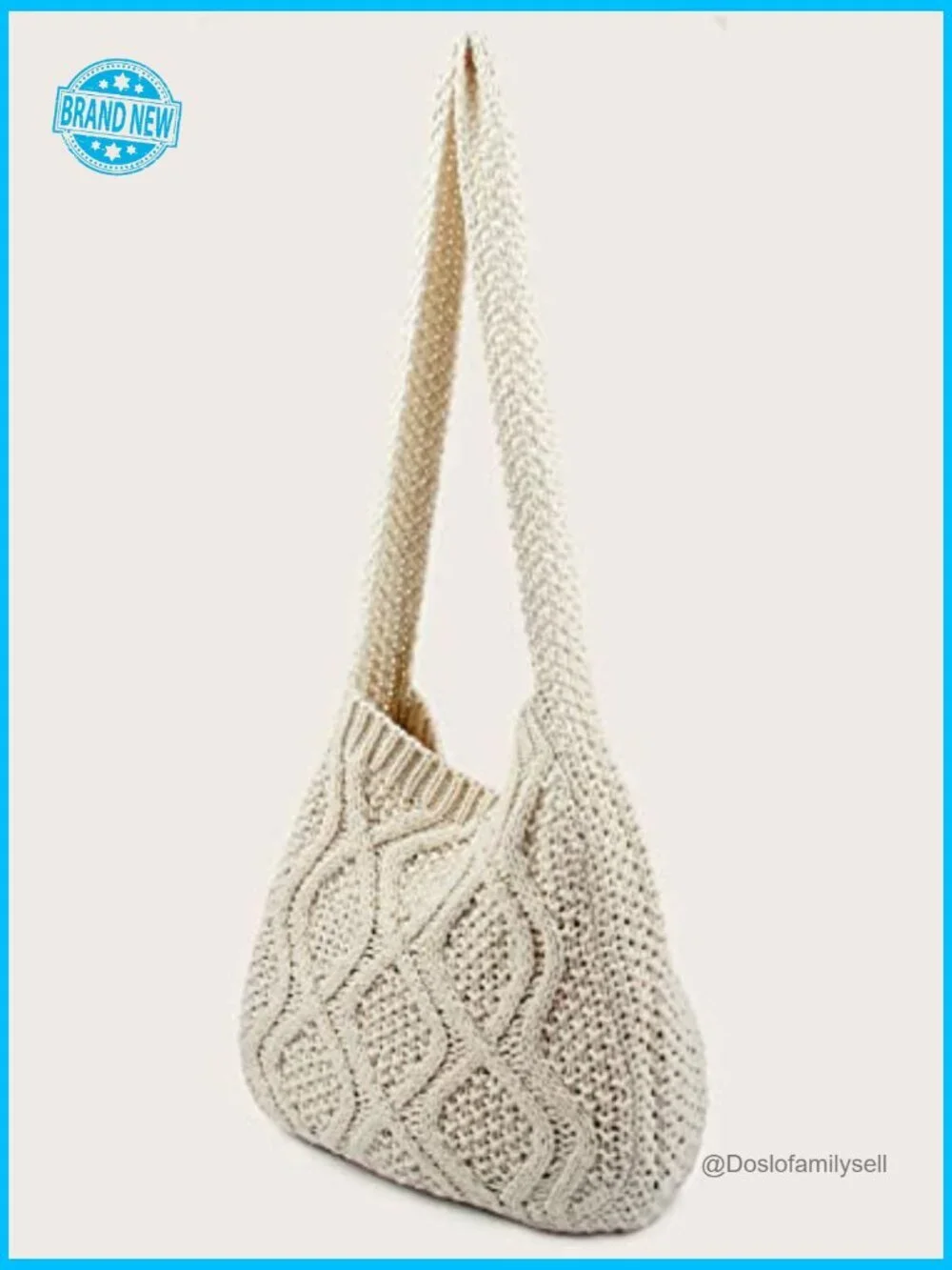 Crochet Shoulder Hobo Bag Knitted Tote Shopping Wide Strap Casual